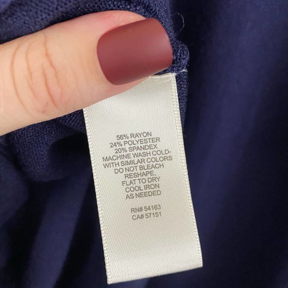 Eliza J | Stripe Mock Neck Fit & Flare Dress Navy Medium - Picture 6 of 7